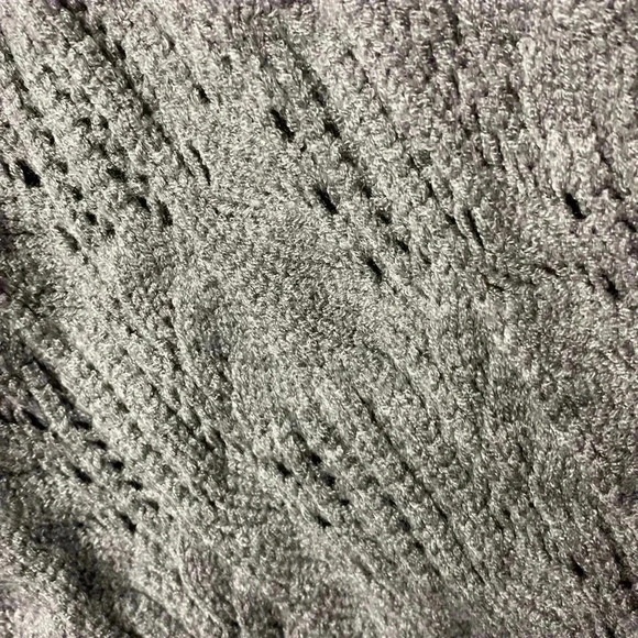 NWT MEROKEETY WO SIZE LARGE GRAY FAUX WRAP SWEATER OPEN WEAVE DESIGN SOFT - Picture 7 of 11